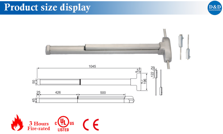 Panic Bar size display-D&D Hardware Hinge size