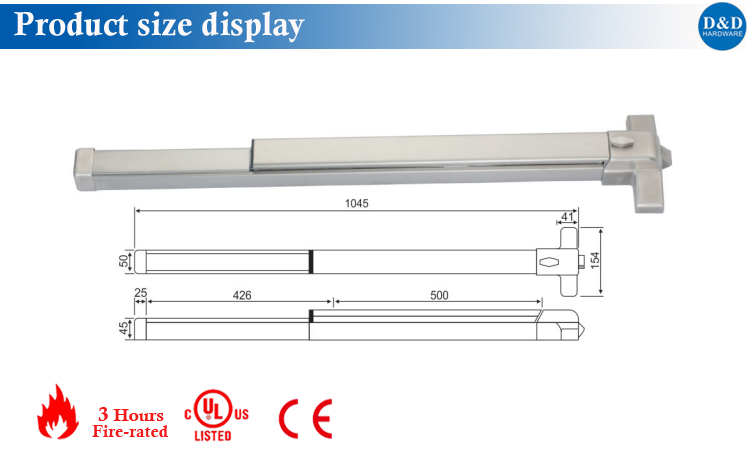 Panic Bar size display-D&D Hardware Hinge size