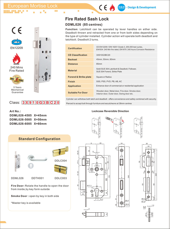 CE SS304 Fire Rated Sash Door Lock-DDML026 from China manufacturer - D ...