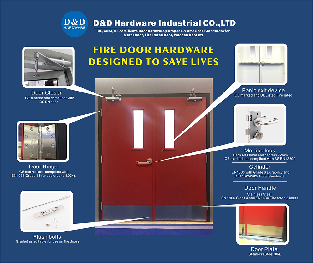 Stainless Steel U-Shaped Fire Door Handle Durable Passage Push Cupboard Handle