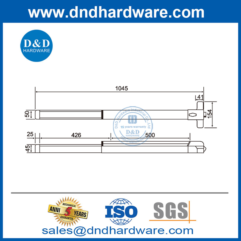 25.5" Stainless Steel Panic Exit Device Push Bar | Surface Mount Emergency Door Hardware For Single/Double Doors
