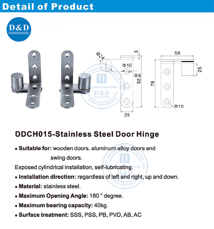 Hinge Supplier 180 Opeaning Angle Stainless Steel Roating Hinge for