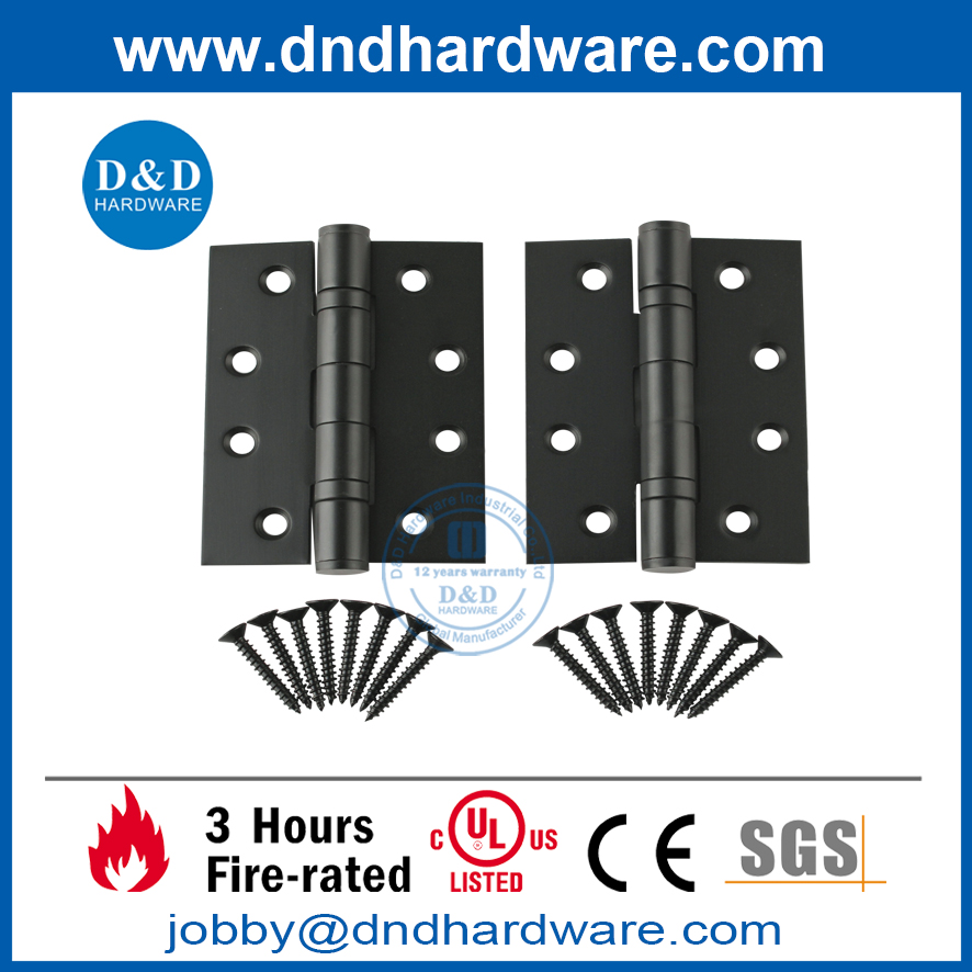 SS304 4x3x3.0mm Fire Rated Black Finish Door Hinge for Metal Door