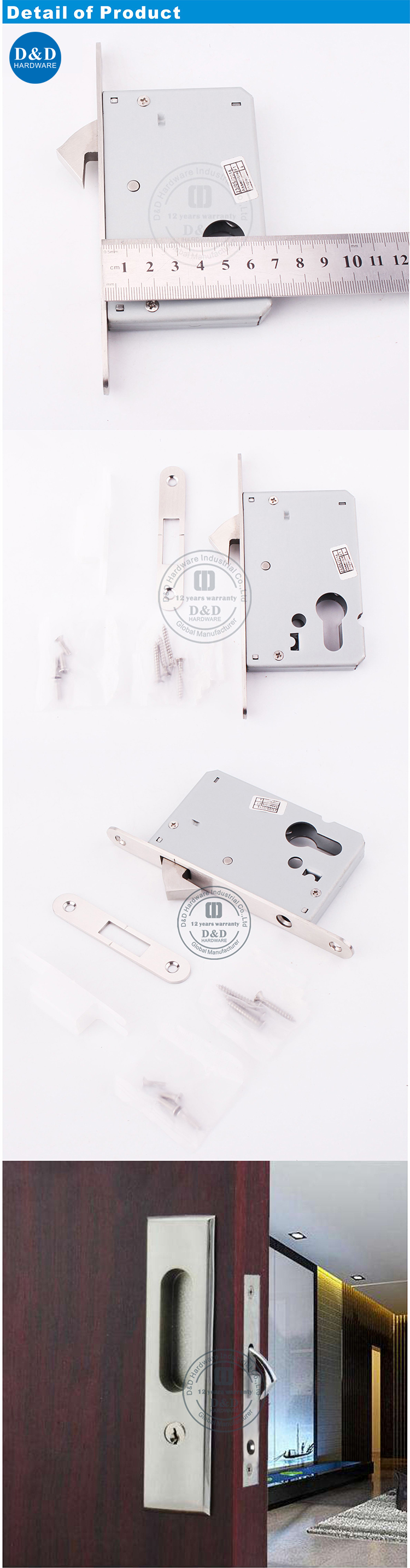 Sliding Door Security SUS304 Safety Latch Hook Bolt Door Lock for