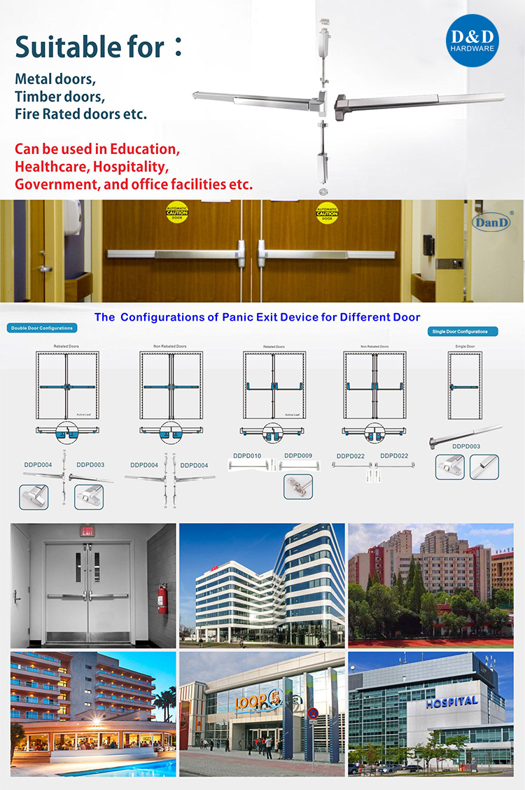 UL Steel Panic Bars For Double Doors Emergency Exit Door Push Bar ...