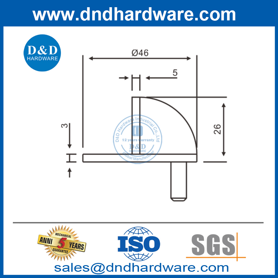 Security Stainless Steel Floor Mounted Type Metal Door Stopper-DDDS001