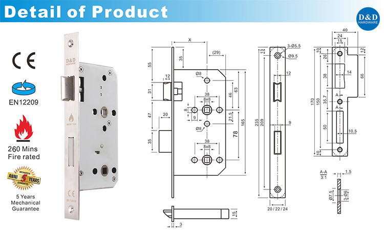Modern Euro Entry Door Locks EN12209 SS304 Bathroom Door Locks-DDML012 ...